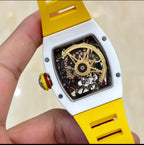 The Smiley Luxury Statement Watch – White & Yellow